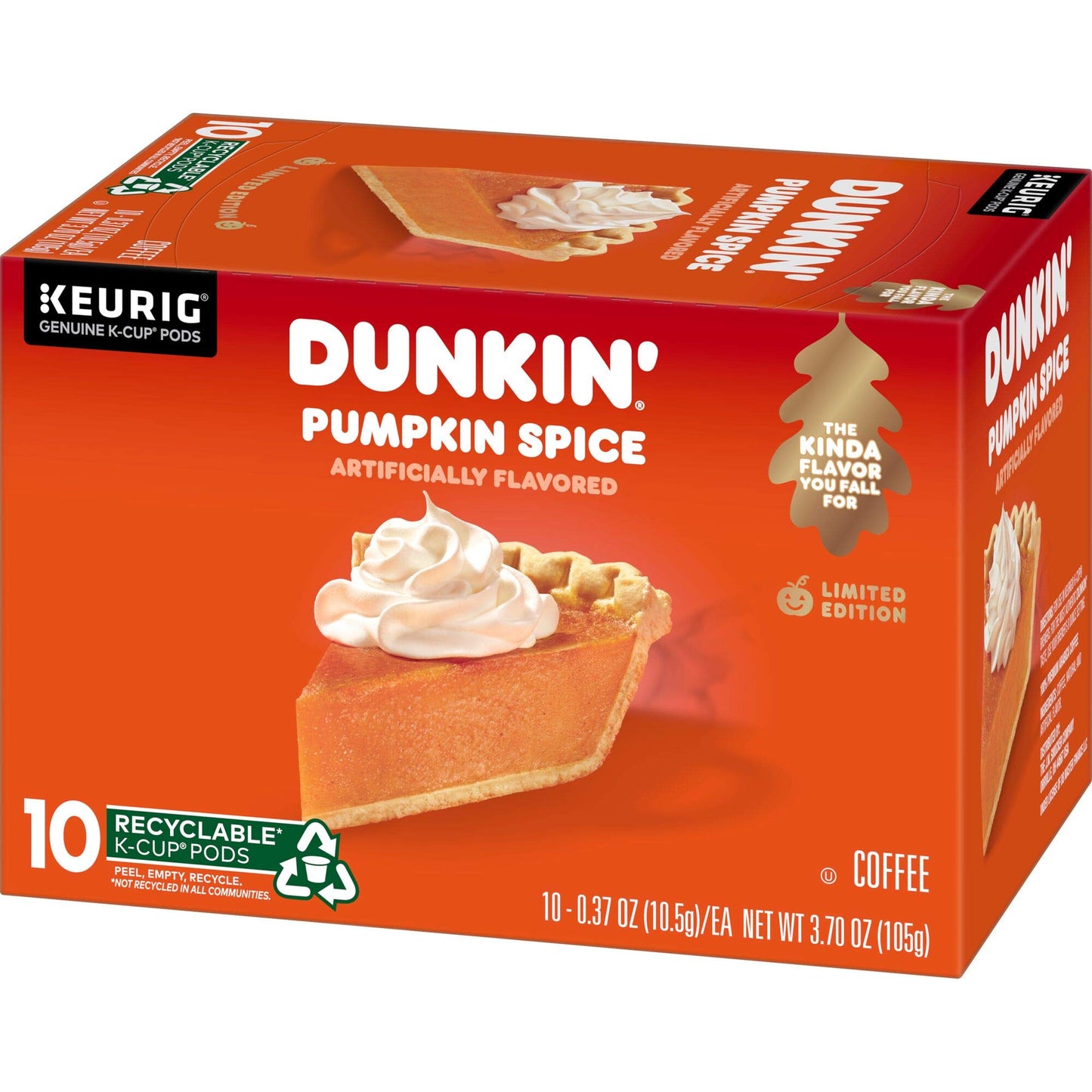 Dunkin Pumpkin Spice Flavored Coffee, 10 Keurig K-Cup Pods