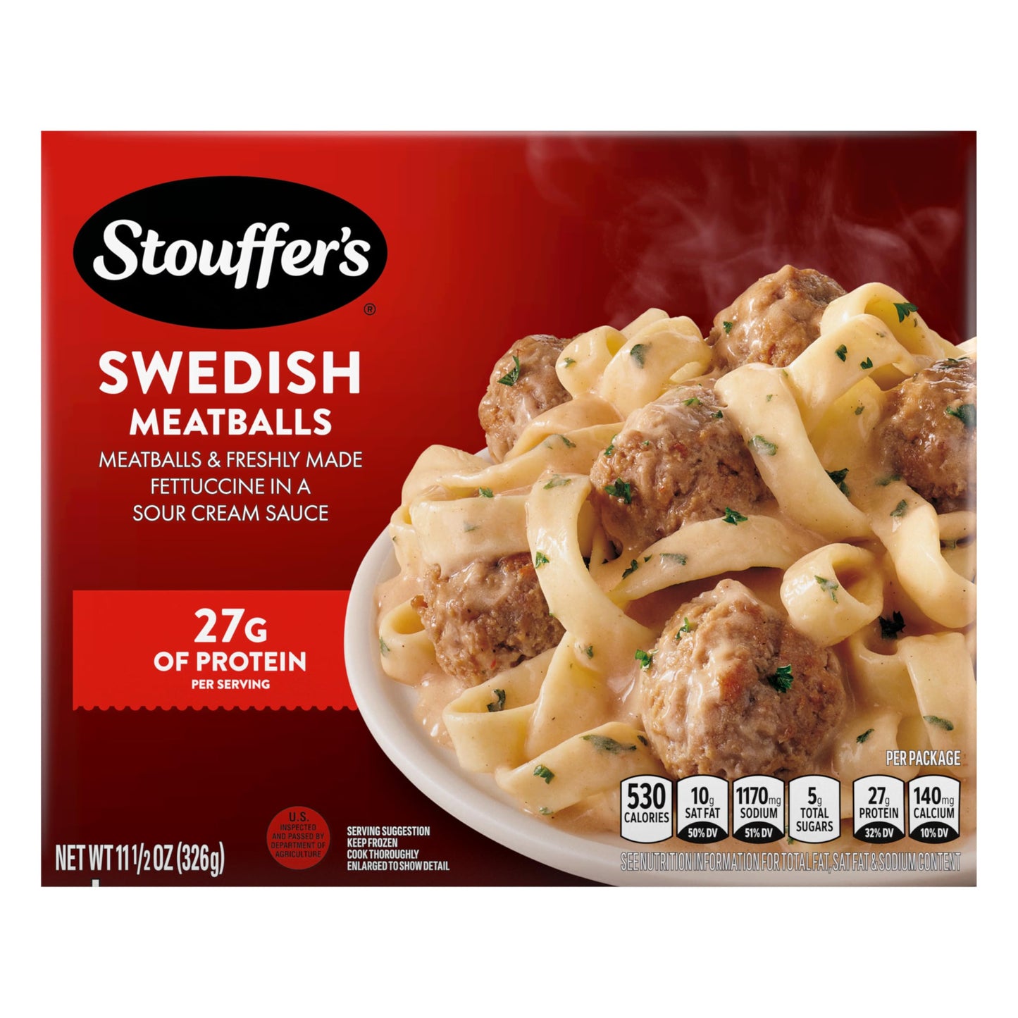 Stouffers Swedish Meatballs, Single Serve, Frozen Pasta, Oven or Microwave Dinner, Single Frozen Meals