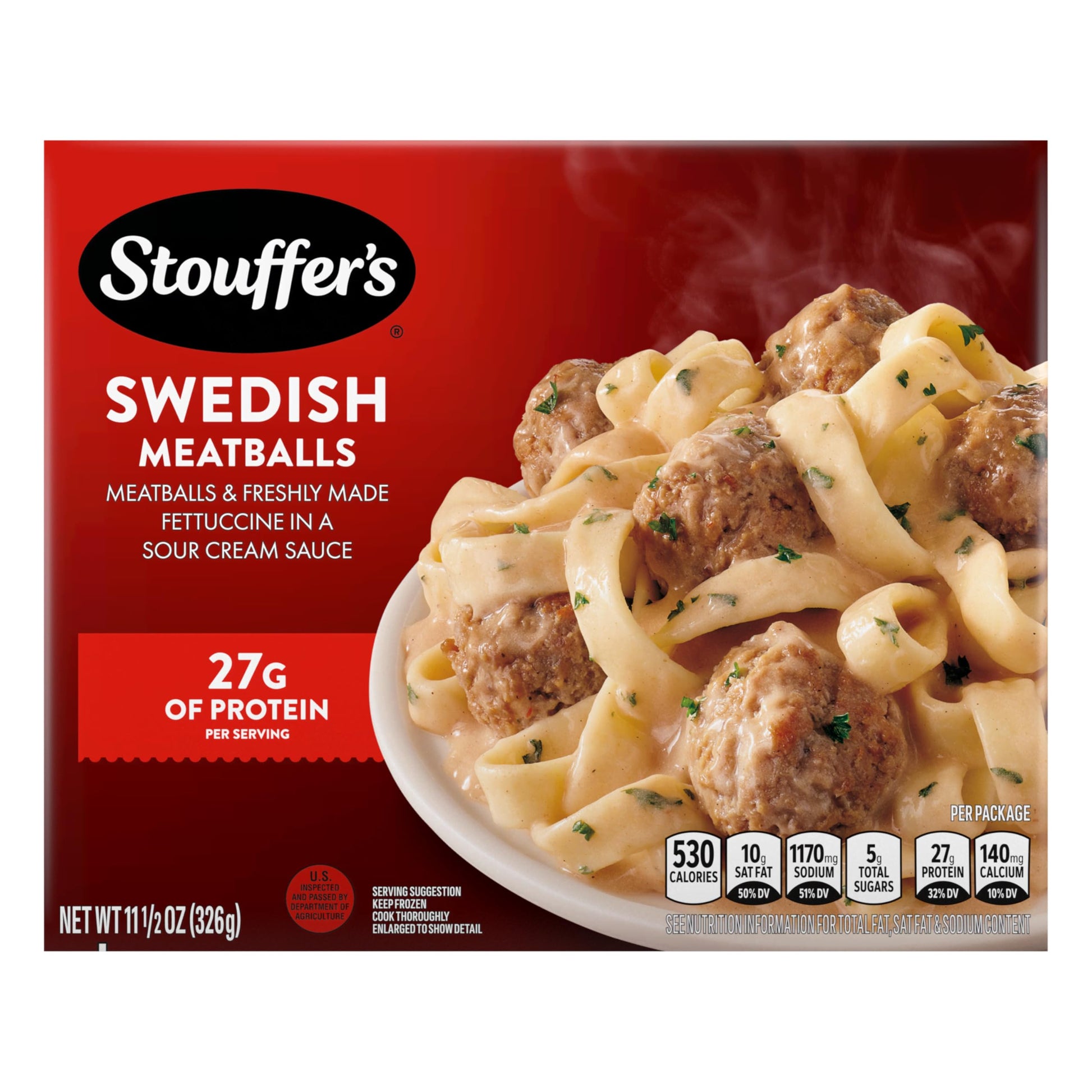 Stouffers Swedish Meatballs, Single Serve, Frozen Pasta, Oven or Microwave Dinner, Single Frozen Meals