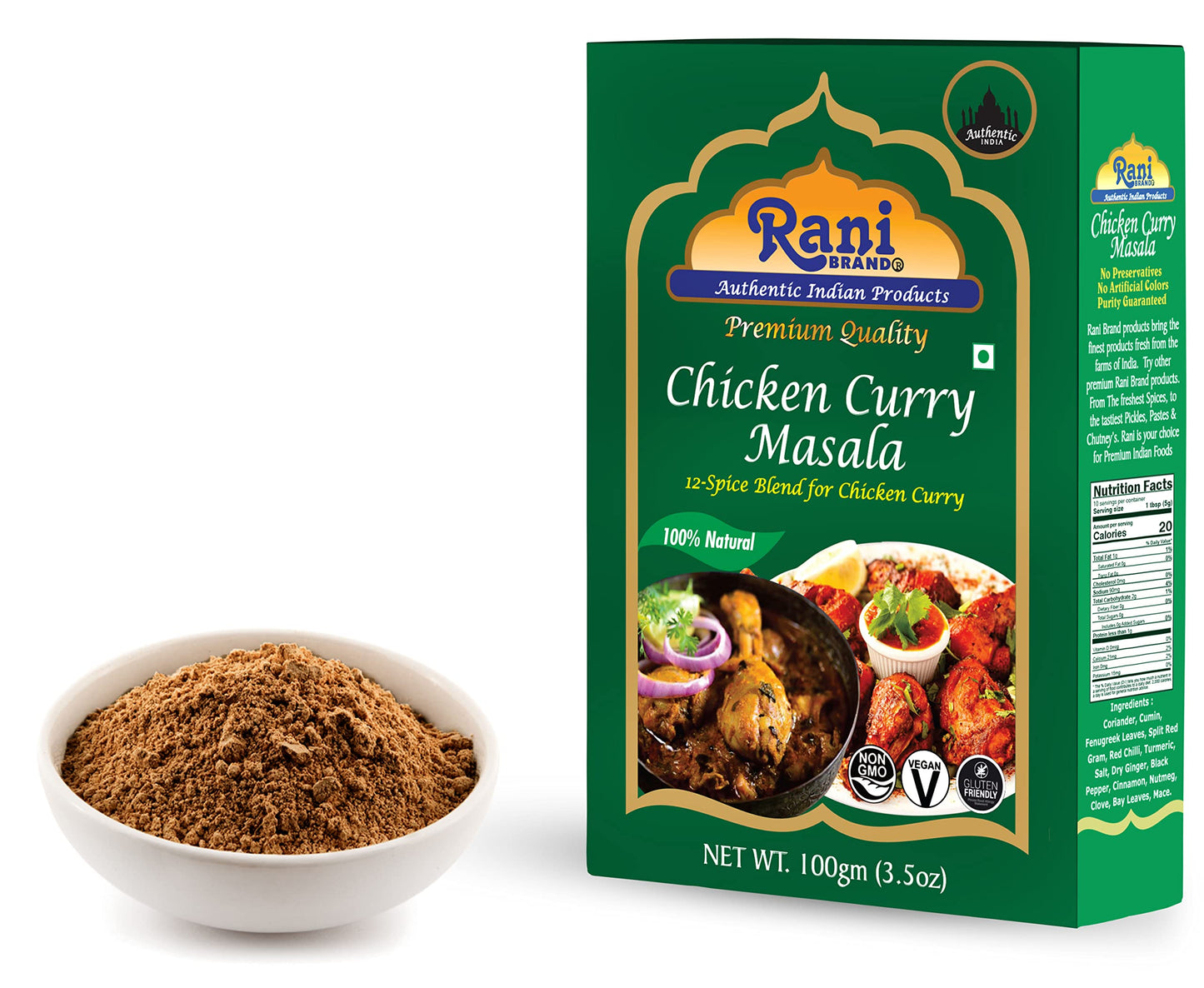 Rani Chicken Curry Masala - All Natural Vegan Spice Blend, 3.5oz, Gluten Friendly, NON-GMO, Indian Origin