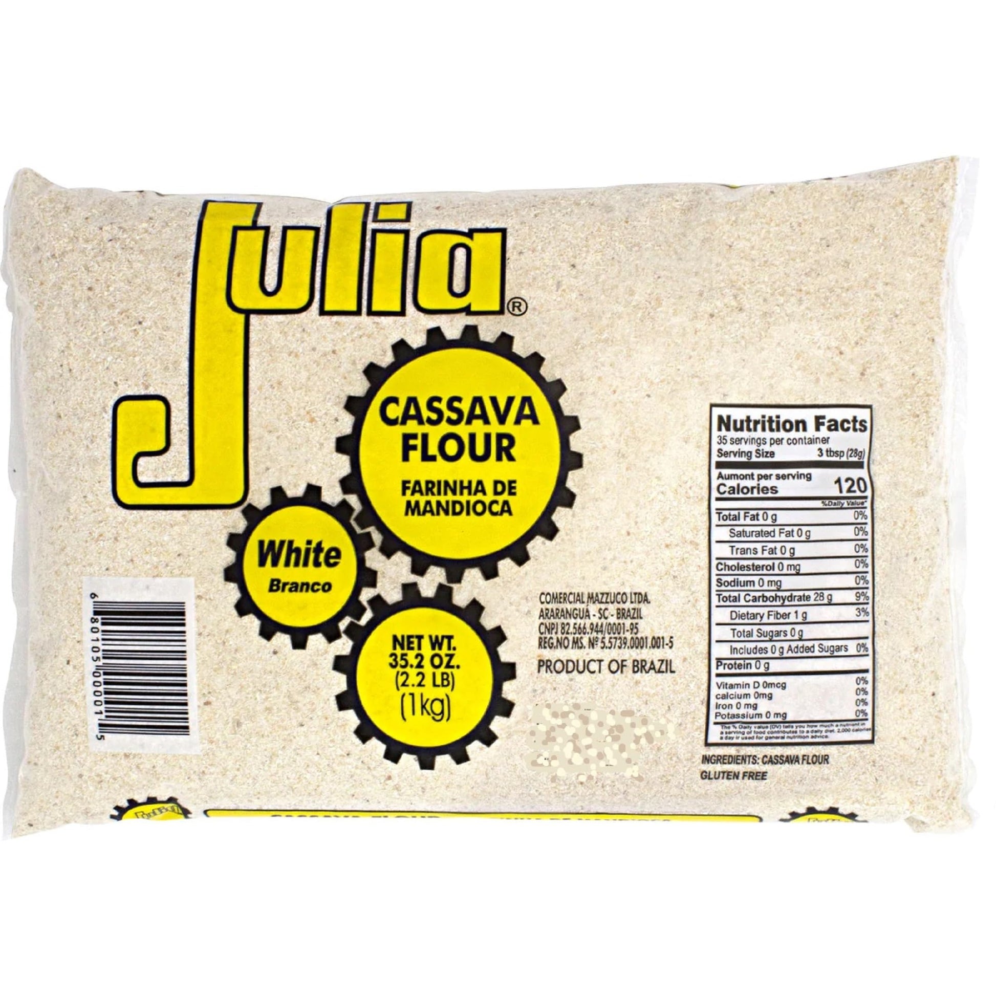 Julia - Seasoned Cassava Flour - 35 2 oz (1kg) | Farinha de Mandioca Casabe | Branca/White