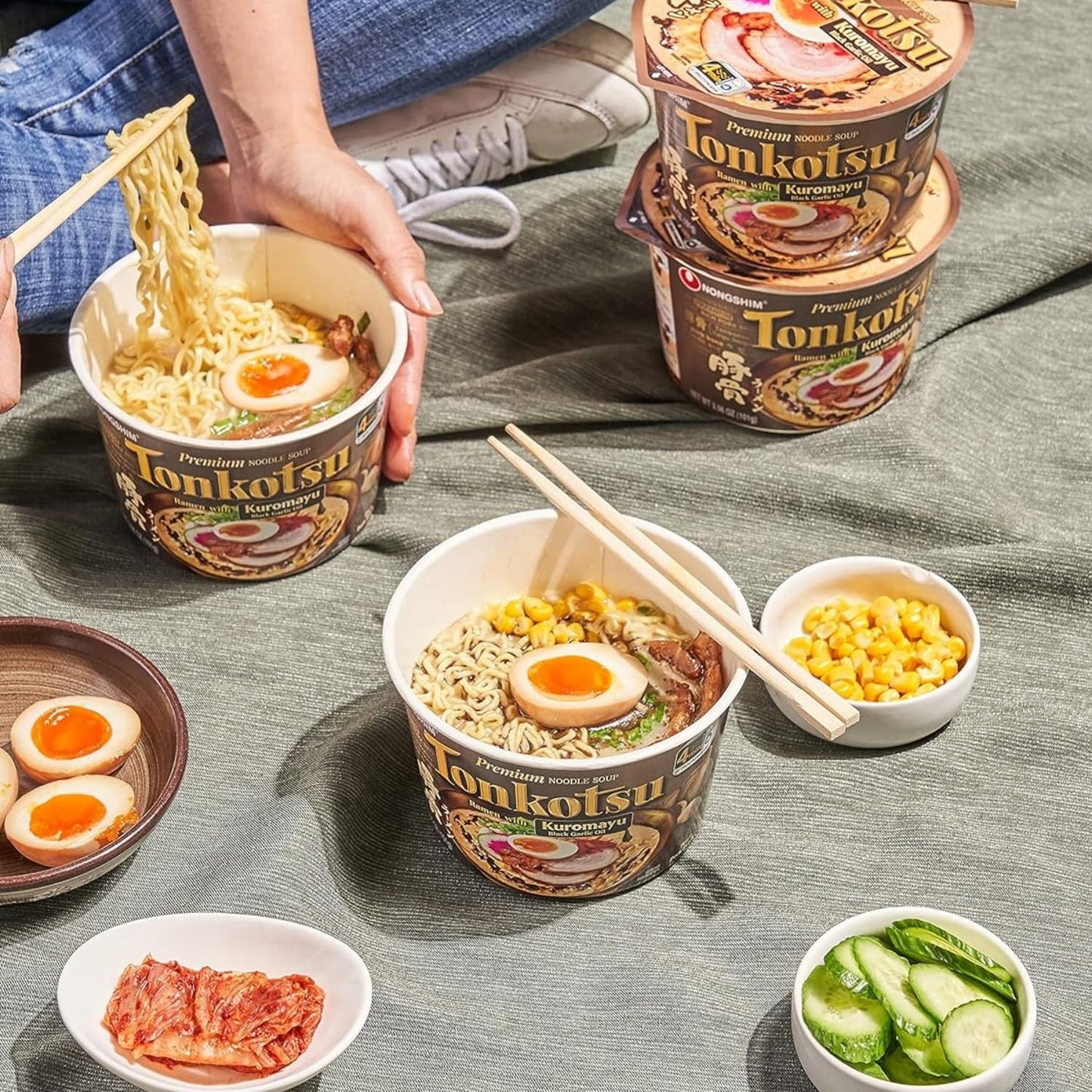 Tonkotsu Black Garlic Ramen Bowls Bundle. Includes Six - 3.56 Oz Premium Noodle Soup, Kuromayu Instant Noodle. Free Taoindustry