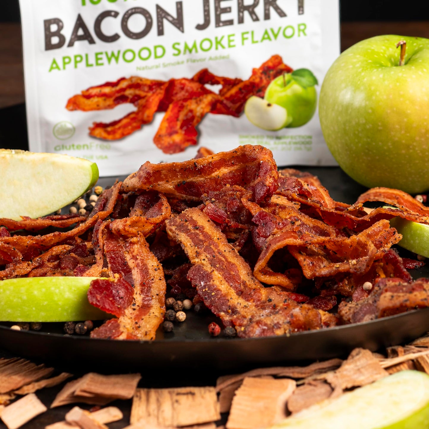 Wicked Cutz Applewood Smoked Bacon Jerky, 12g Protein, Fully Cooked, 2 Ounce (Pack of 2)