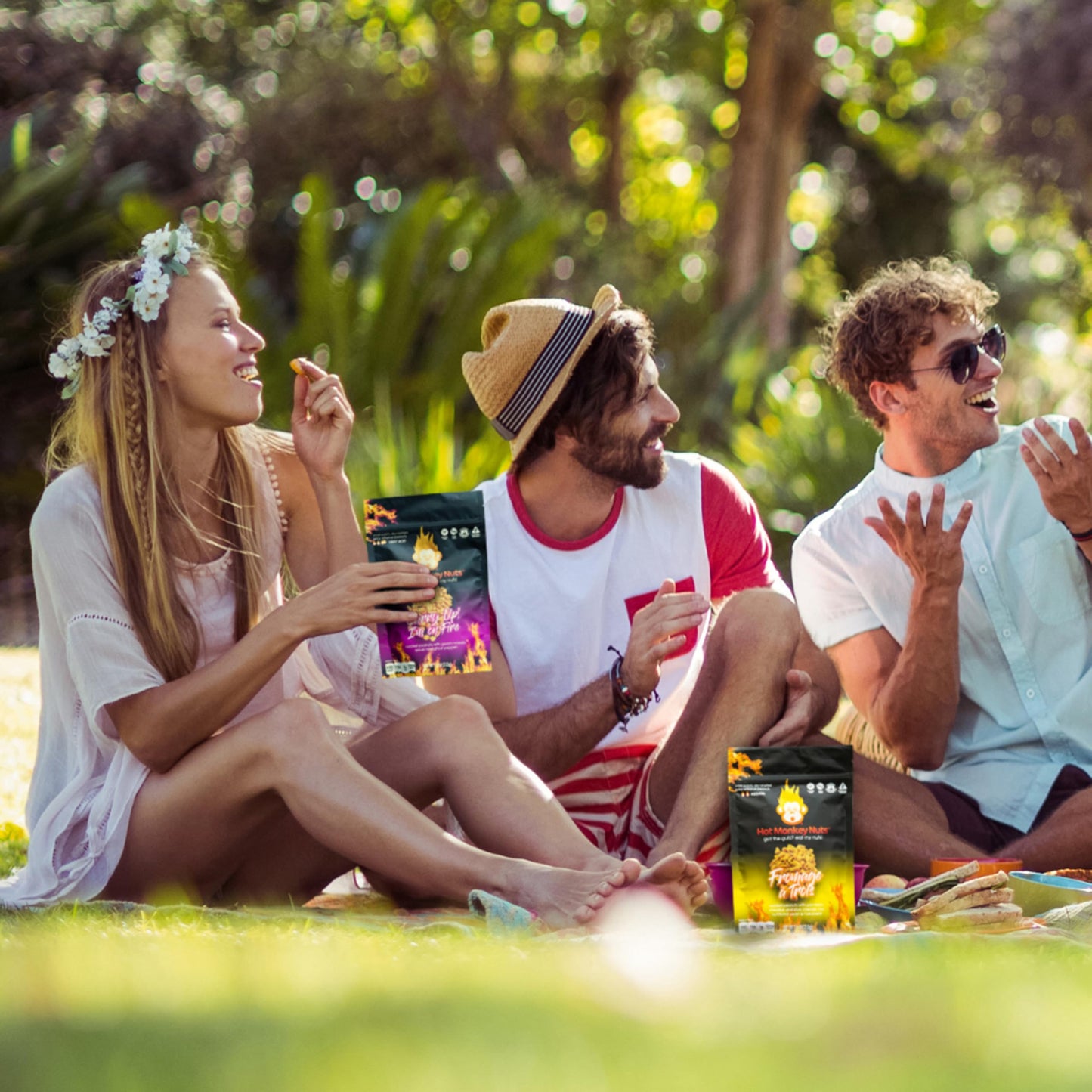 Hot Monkey Nuts Spicy Artisanal Peanuts | 3-Pack Very Spicy Peanuts | Hot-Winged Reaper, Curry Up, I'M On Fire, & 3-Alarm Garlic