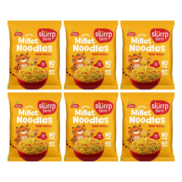 Slurrp Farm No Maida, No Msg Instant Noodles | Magic Masala | Not Fried, Millet Noodles, 6 X 57 G