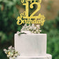 12th Birthday Cake Topper - Double Sided Gold Glitter, Happy 12th birthday Cake Topper for girls,12 Cake decorations For girls, 