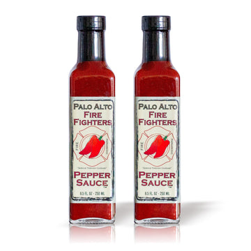 Palo Alto Firefighters Pepper Sauce (8.5oz) - Pack of 2 - Salt Free Pepper Plant Hot Sauce, No Sodium Hot Pepper Sauce, No Salt 