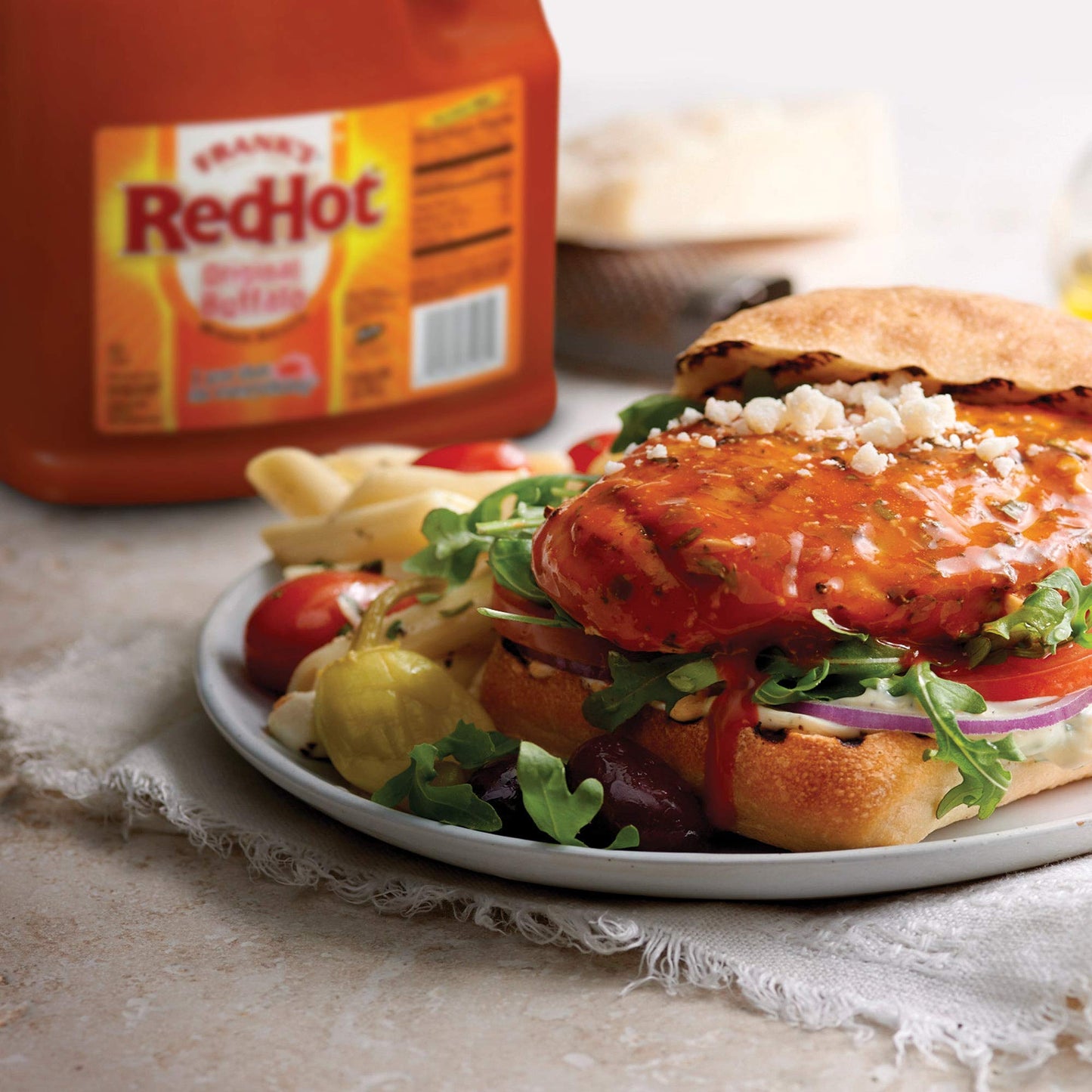 Franks RedHot Buffalo Wings Sauce, 1 Gallon Bulk Container, Spicy Flavor, Perfect for Wings, Dressings, Dips, Red Color