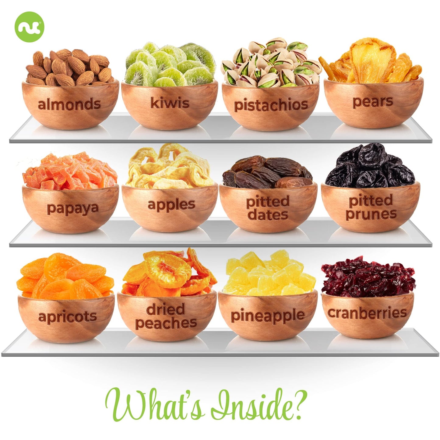 NUT CRAVINGS Gourmet Collection - Rosh Hashana & Shana Tova Dried Fruit & Mixed Nuts Gift Basket in White Gold Box (12 Assortmen