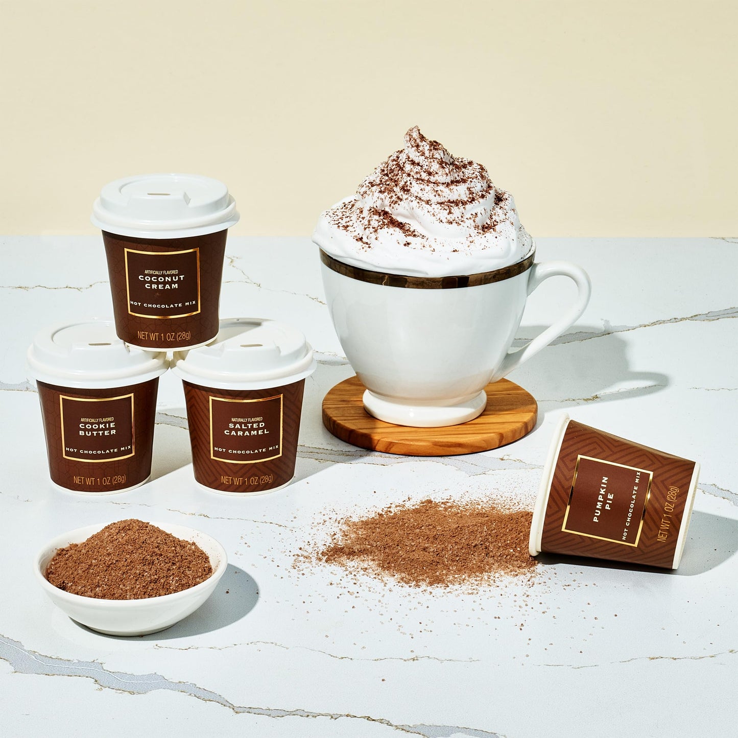 ombs Mini Hot Chocolate Gift Set in Signature Brown Packaging  Dessert Flavors Include Rocky Road  Cookie Butter  Pumpkin Pie & More  Set of 12
