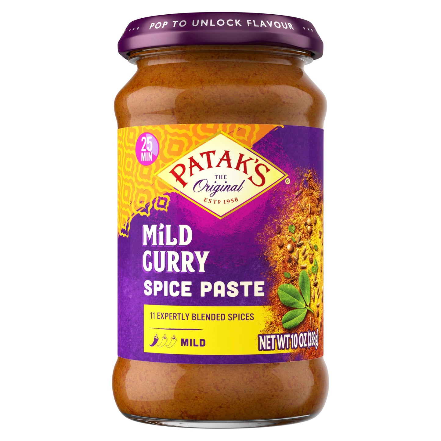 Patak's Mild Curry Spice Paste, No Artificial Flavors or Colors, Gluten-Free, Vegetarian, 10 Ounce (Pack of 3)