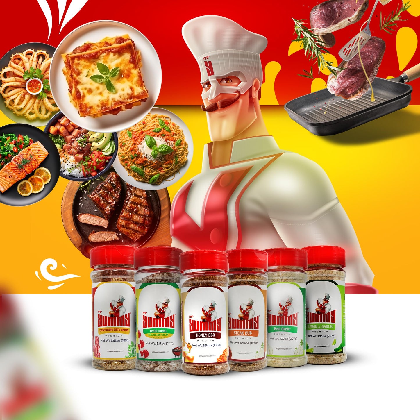 Mr. Yummy | Real Garlic Seasoning - Dairy-Free, Gluten-Free, Low Sodium, Keto, No Sugar, Non Gmo, Premium Blend No Preservatives