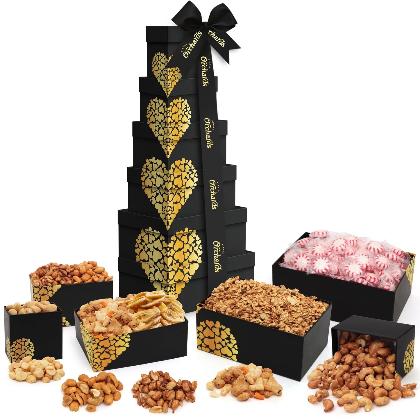 Nuts Gift Basket Tower, Heart Design 6 Tier Food Baskets for Men and Women.
