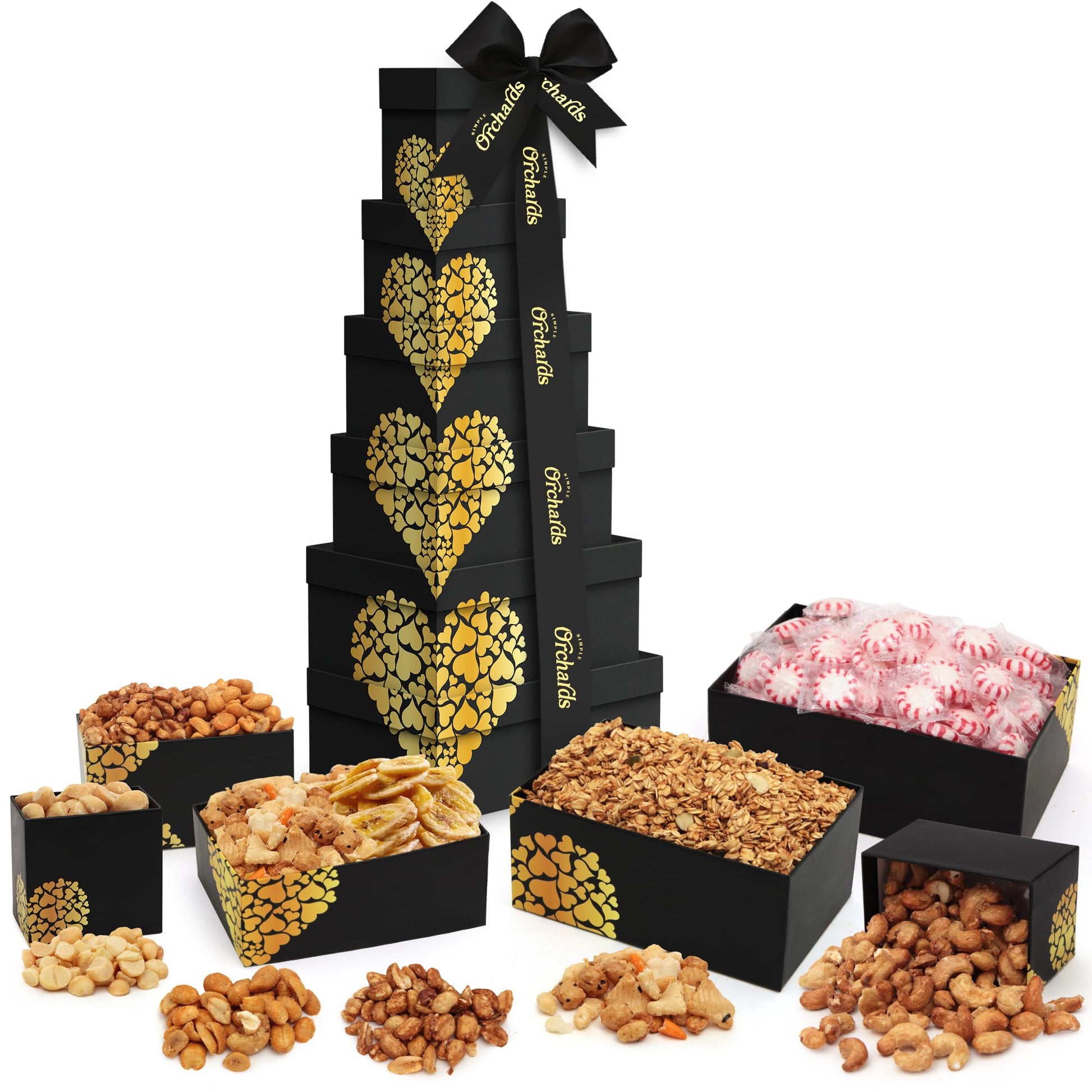 Nuts Gift Basket Tower, Heart Design 6 Tier Food Baskets for Men and Women.