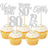 30PCS Happy 80th Birthday Cupcake Toppers Cheers to 80 Vintage 1945 Cupcake Picks Hello 80 Eighty 80th Birthday Decorations for 