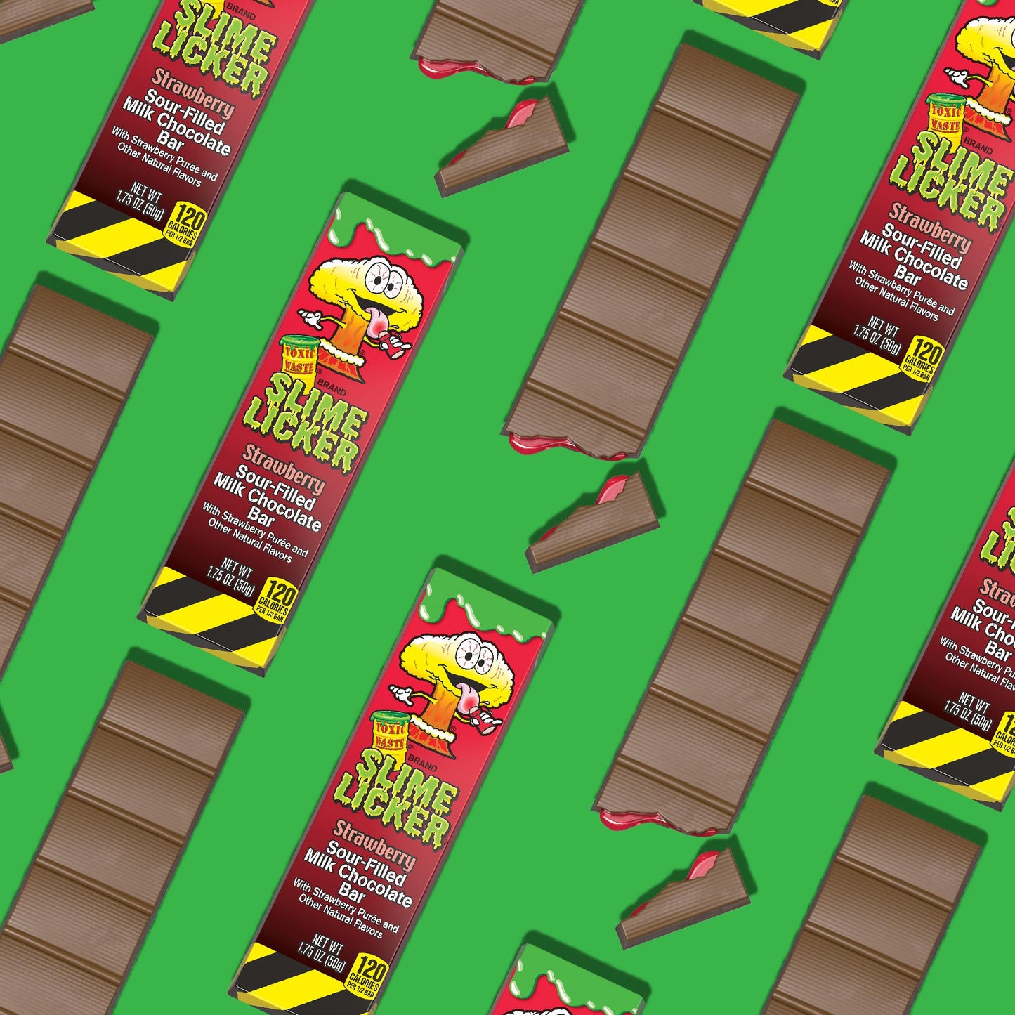 Toxic Waste - Slime Licker Chocolate Bar - Sour-Filled Milk Chocolate Candy - Strawberry - 3-Pack