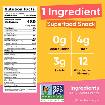 Yammy Dried Sweet Potato Sticks (Pack Of 5), 1 Ingredient Superfood Snack, Healthy, 3G Protein, Asian Korean Chinese Japanese Fo