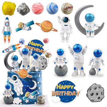 Astronaut Figurines Space Cake Toppers Astronaut Planet Rocket Satellite And Star Space Diy Cake Toppers For Space Theme Party B