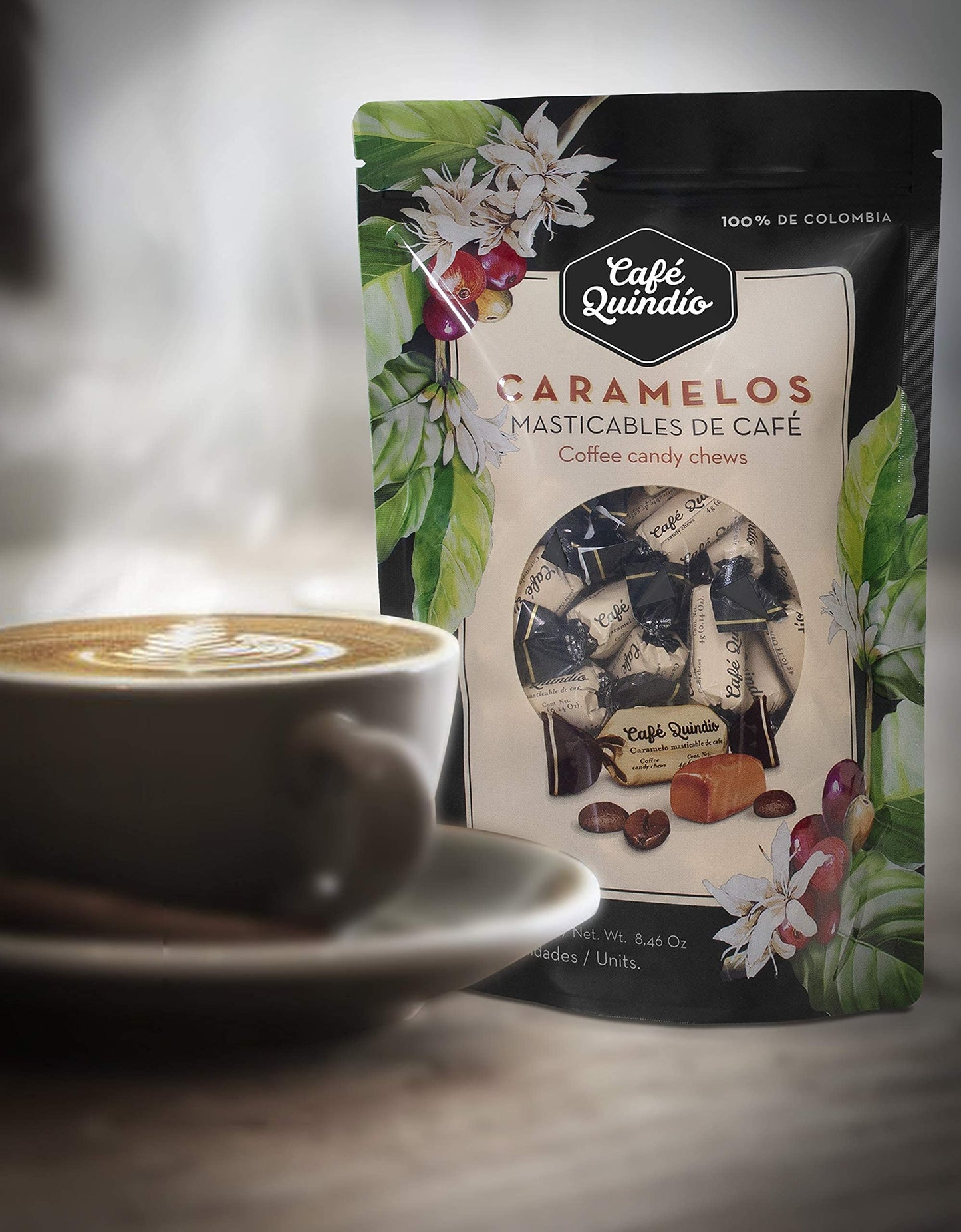 Cafe Quindio Chewy Coffee Caramels 8.5 Oz Bag (240G) - Approximately 60 Candies