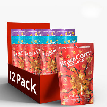 KrackCorn Popcorn Variety Pack - Original, Cheddar and Jalapeno (1.25 Oz) Flavored Popcorns, Gluten-Free & Non-GMO Healthy Snack