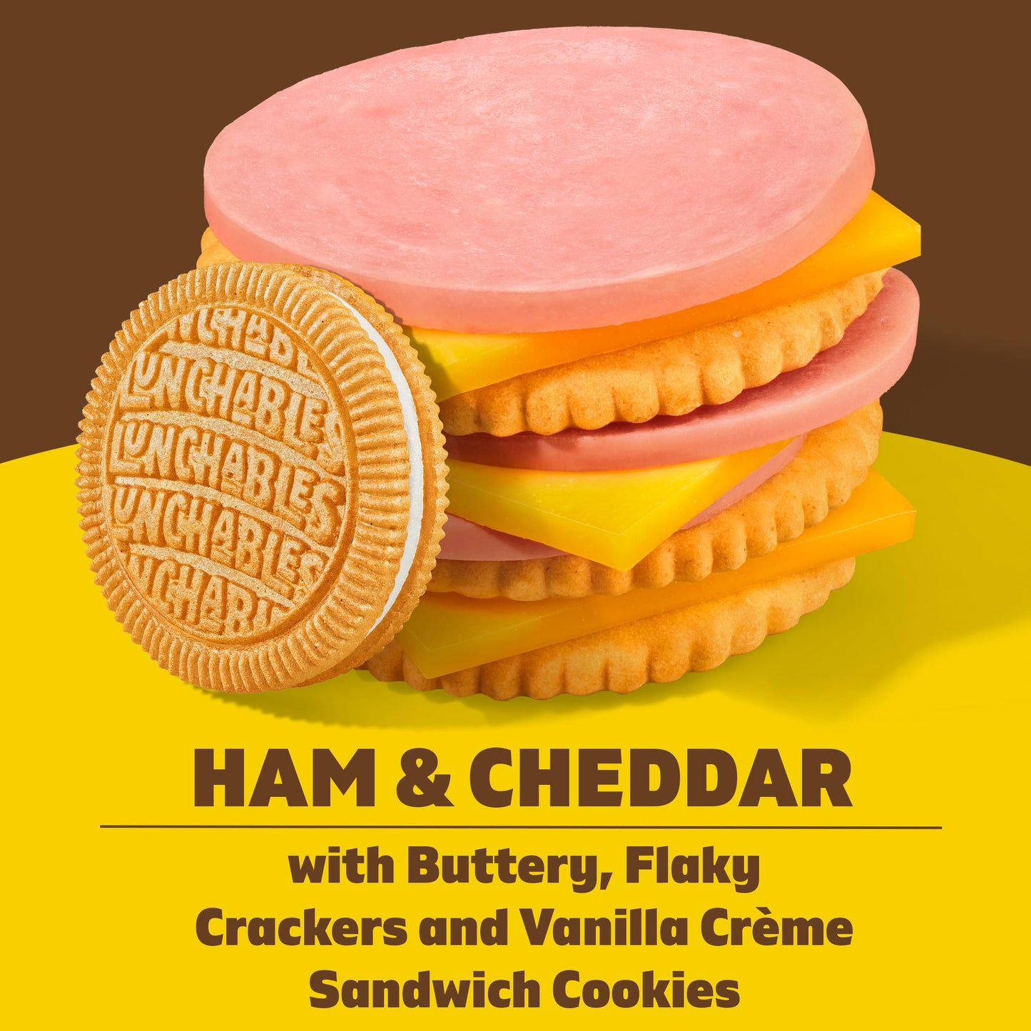 Lunchables Ham & Cheddar with Vanilla Creme Cookies, 5 ct Pack, 3.5 oz Trays
