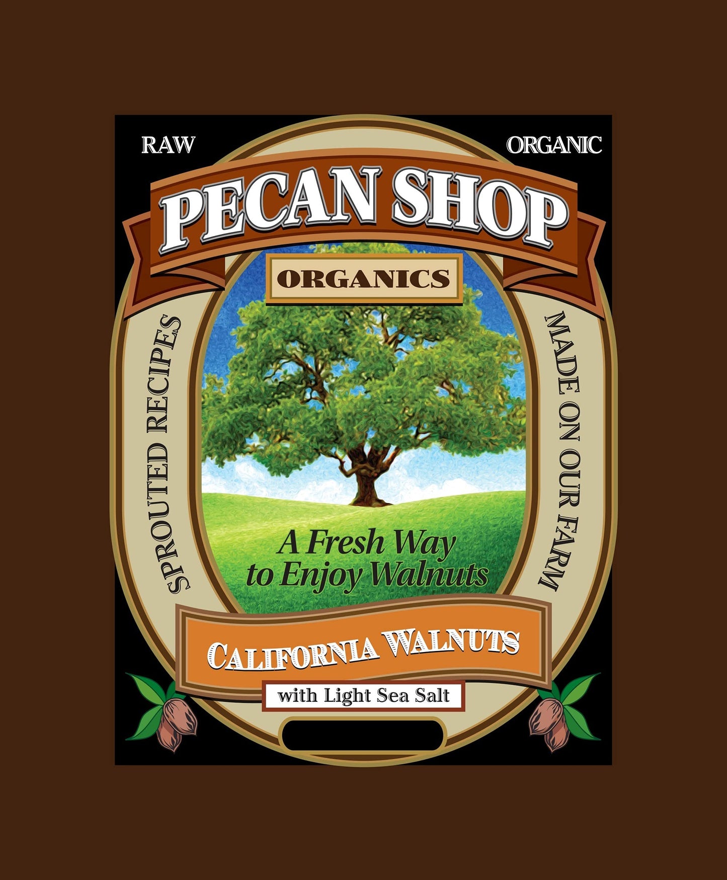 Pecan Shop Sprouted Organic Raw California Walnuts, High Halves Count, Lightly Sea Salted, 2 Pound