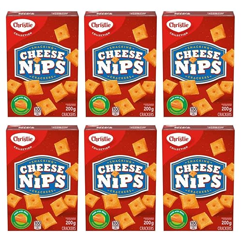 Christie Cheese Nips Cheddar Baked Snack Crackers, 200G/7.05Oz, 6-Box (Imported From Canada)