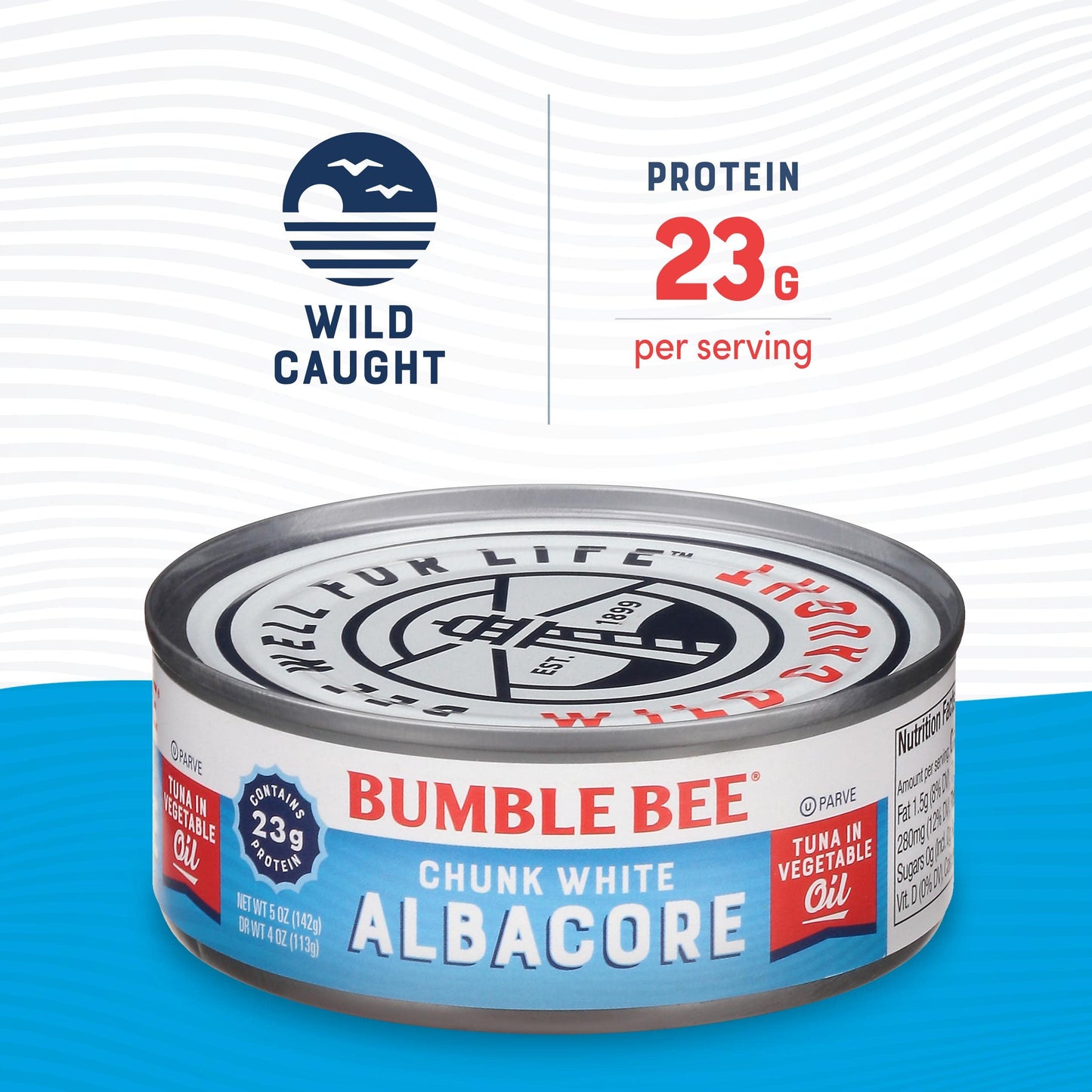 Bumble Bee Chunk White Albacore Tuna In Oil, 5 Oz Can (Pack Of 24) - Wild Caught Tuna - 23G Protein Per Serving, High In Omega-3