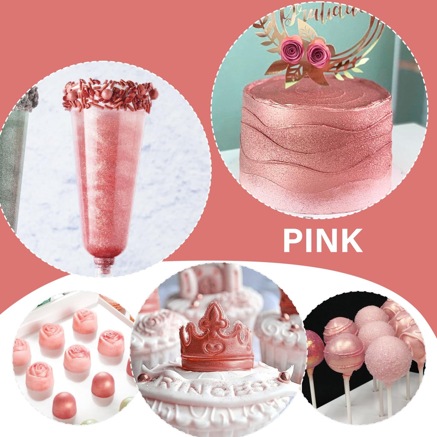Vividye Edible Glitter Spray - 20g Luster Dust for Baking & Drinks - Pink