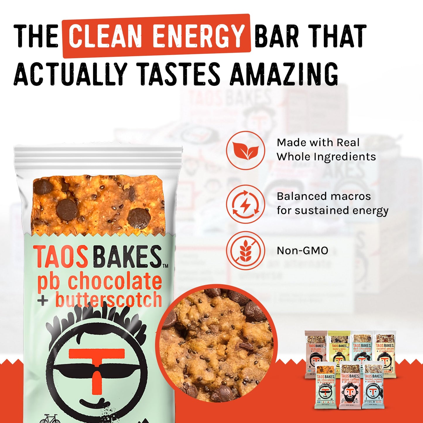 Taos Bakes Breakfast Bars Variety Pack, High Protein & Fiber, Gluten Free, Non-GMO, 12 Pack, 1.8oz Each