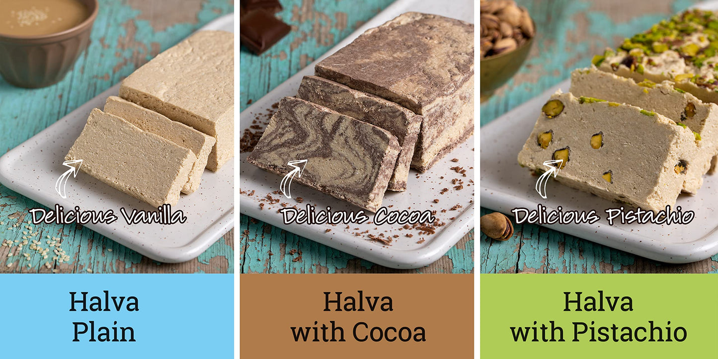 Little Caria Halva with Cocoa - Vegan, Gluten-free Mediterranean Dessert - 15.2 Ounces