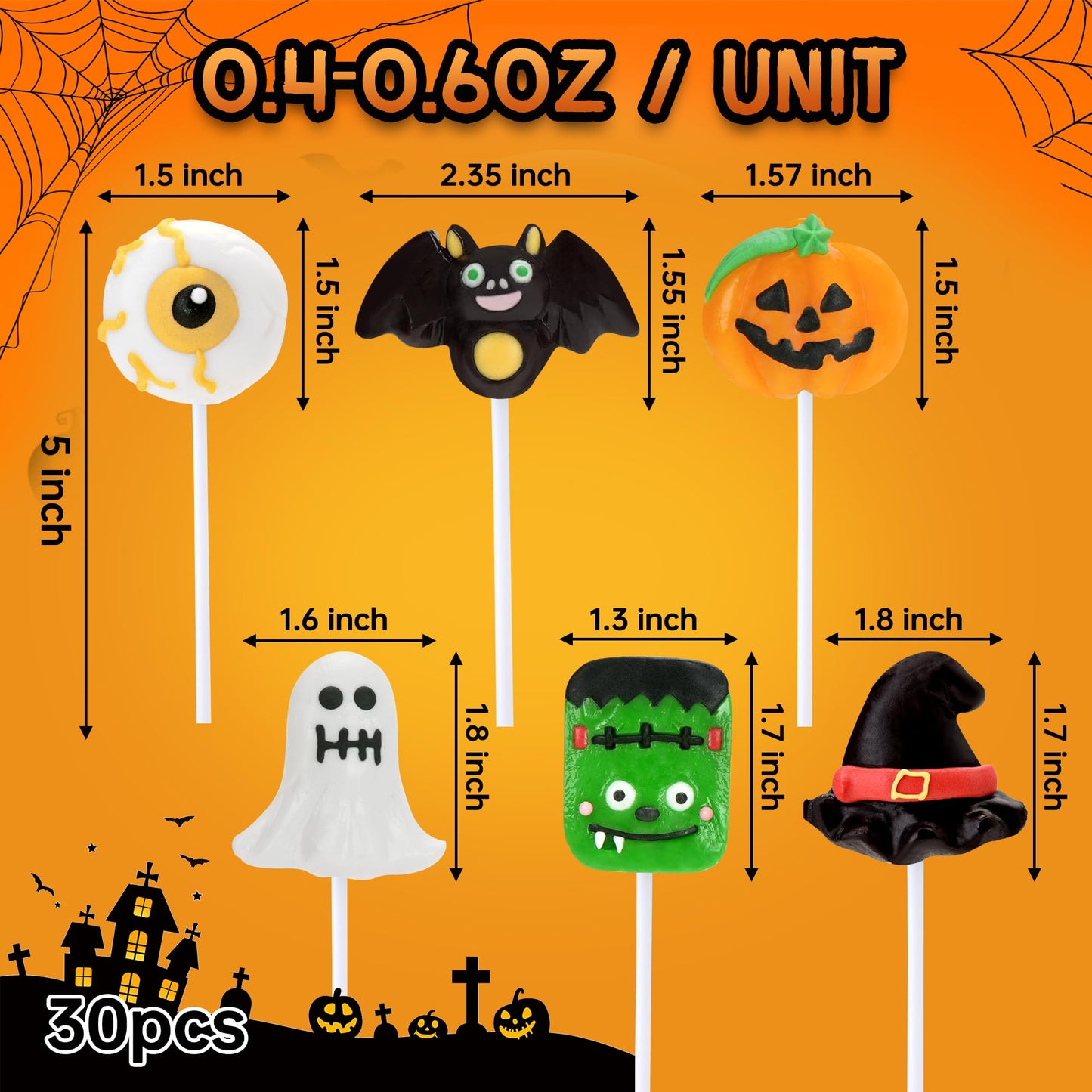 Halloween Candy Bulk 30 Packs, Assorted Halloween Lollipops for Trick or Treating, Party Favors, Classroom Goodie Bags & Holiday