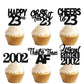 18Pcs Black Glitter Happy 23Rd Dessert Cupcake Topper Pick For Funny Legend Since 2002 Theme Decor Supplies Men Women Happy 23 B