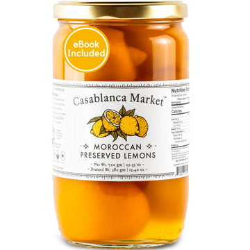 Casablanca Market Moroccan Preserved Lemons, Whole Non-GMO, 25.39 oz Jar for Couscous and Tagine Cooking
