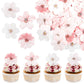 Yolev Edible Flower Cupcake Toppers, 75 Pcs Cherry Blossoms, Wafer Paper, 1.8 in, White/Pink, Wedding/Birthday Party Decorations
