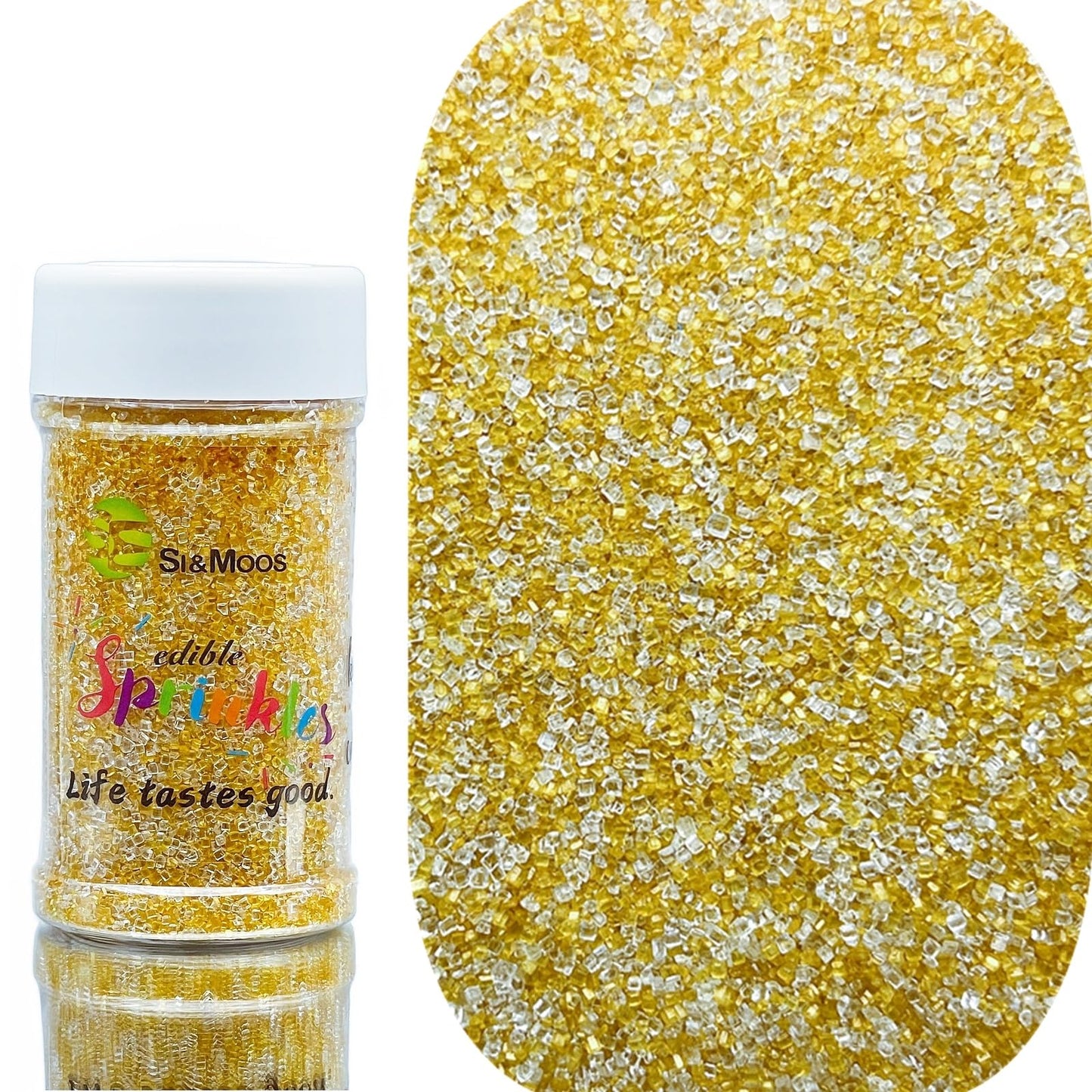 Se Si&Moos Gold And White Sanding Sugar Sprinkles White And Gold Srpinkles Sugar Rimmer For Cocktails, Edible Colored Sugars For