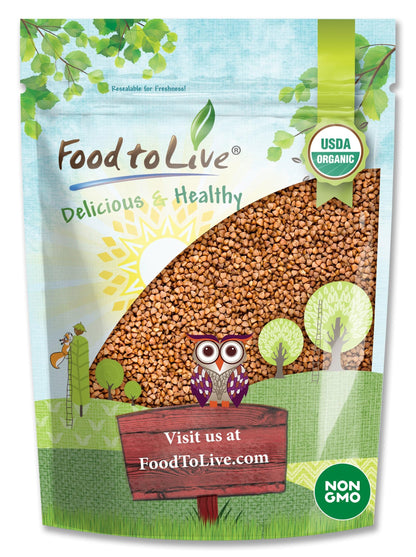 Food to Live Gluten Free Organic Roasted Buckwheat Kasha, 5 Pounds - Non-GMO Whole Groats. Quick-Cooking. Good Source of Fiber, 