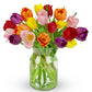 Benchmark Bouquets - 20 Stem Rainbow Tulips (Glass Vase Included) - Fresh Flowers for Delivery - Gift for Graduation, Birthday, 