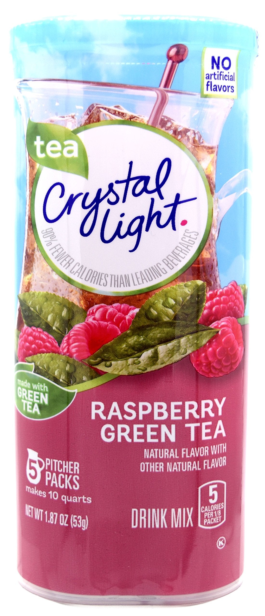 Crystal+Light+Raspberry+Green+Tea+Drink+Mix%2c+10-Quart+Canister+(Pack+of+2)