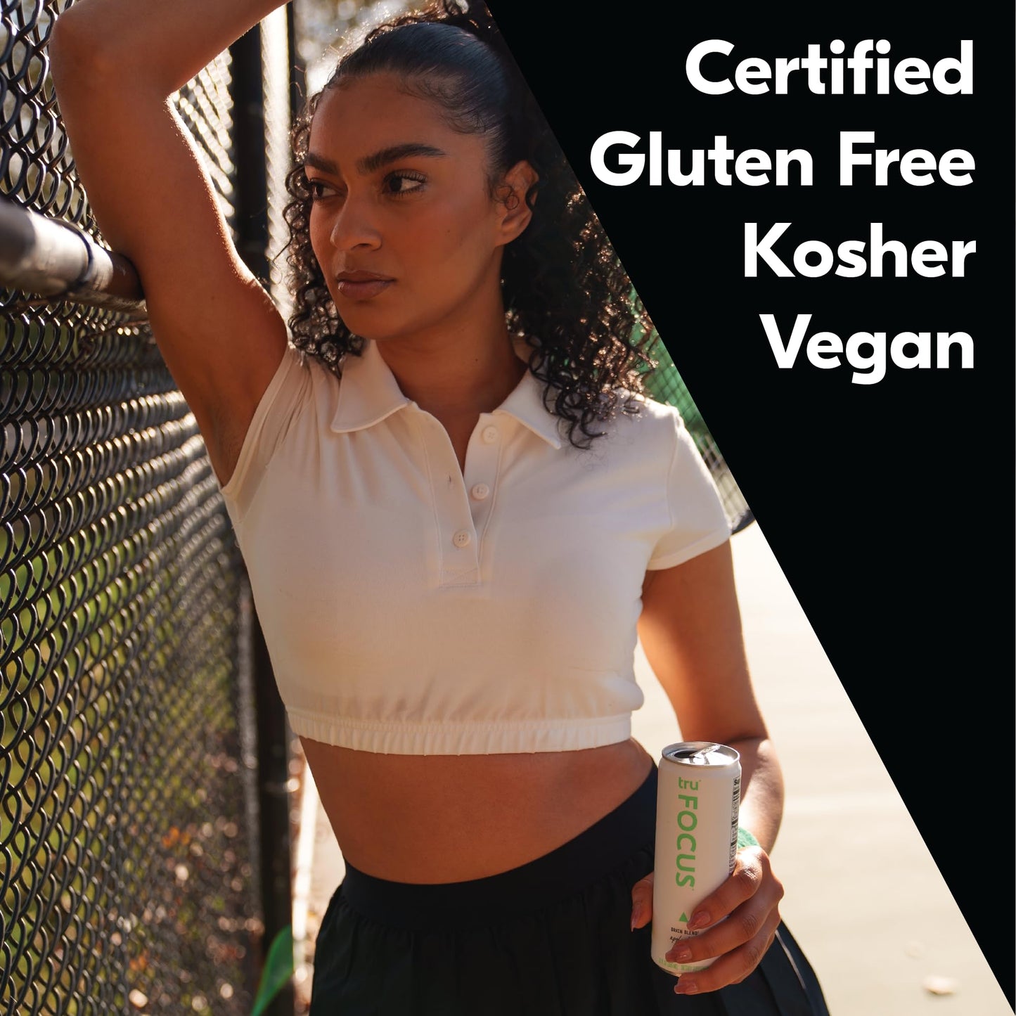 Tru Focus Seltzer, Sparkling Water with Green Tea & Apple Kiwi Juice, 12 FL OZ Cans, 12 Pack, Gluten Free, Vegan, Sugar Free