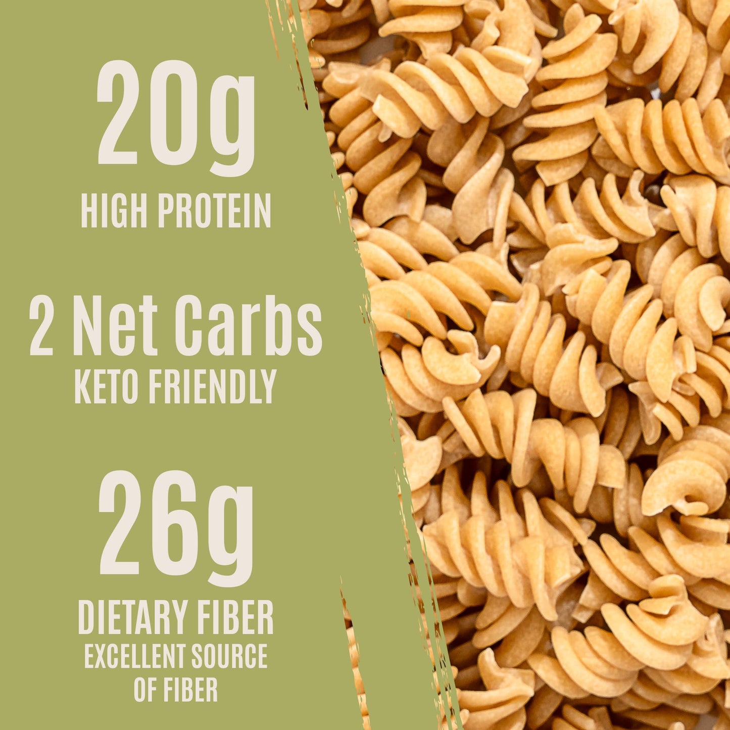 Care Free Kitchen Plain 3-Pack (8 Oz. Bags) Rotini Keto Pasta Noodles, 20G High Protein, Low Carb 2G Net Carbs, 26G High Fiber