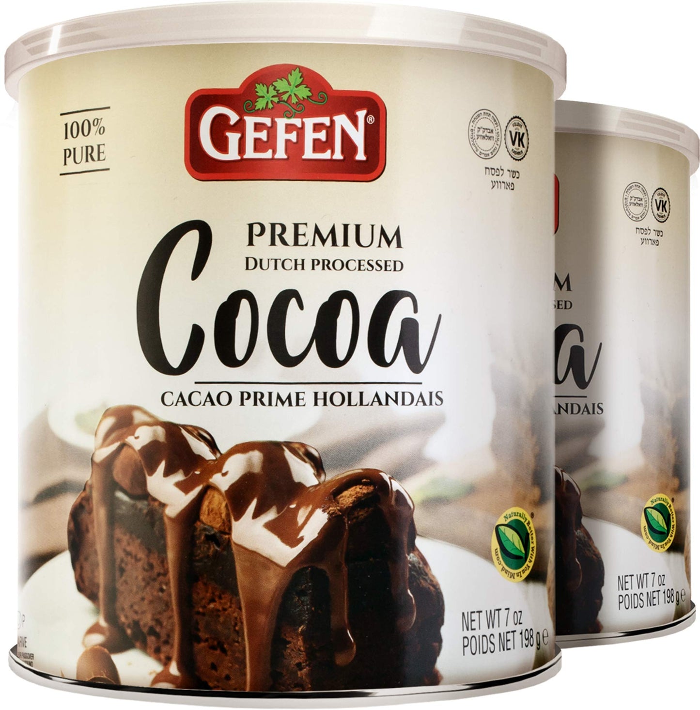 Gefen 100% Pure Premium Dutch Processed Cocoa, Kosher for Passover, 7oz (2 Pack)