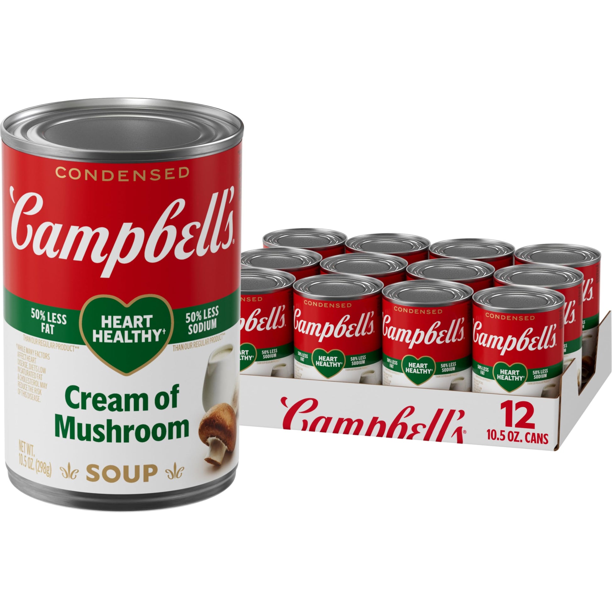 Campbell s Condensed Heart Healthy Cream of Mushroom Soup, 10.5 oz Can (12 Pack)