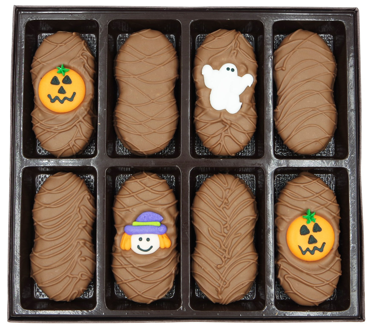 Philadelphia Candies Milk Chocolate Covered Nutter Butter Cookies  Halloween Assortment (Cute Witch  Ghost  Pumpkin) Net Wt 8 Oz