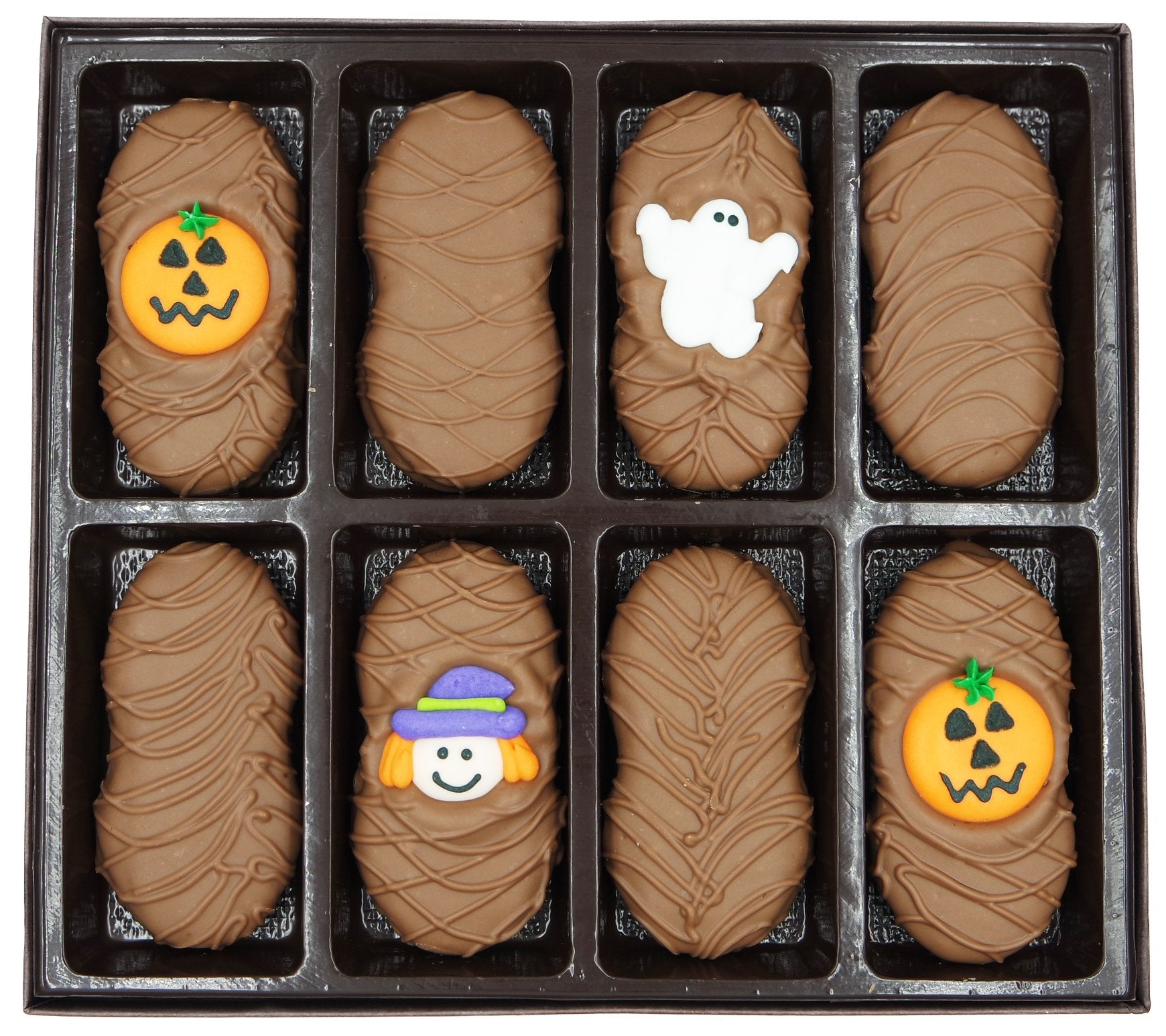 Philadelphia Candies Milk Chocolate Covered Nutter Butter Cookies  Halloween Assortment (Cute Witch  Ghost  Pumpkin) Net Wt 8 Oz