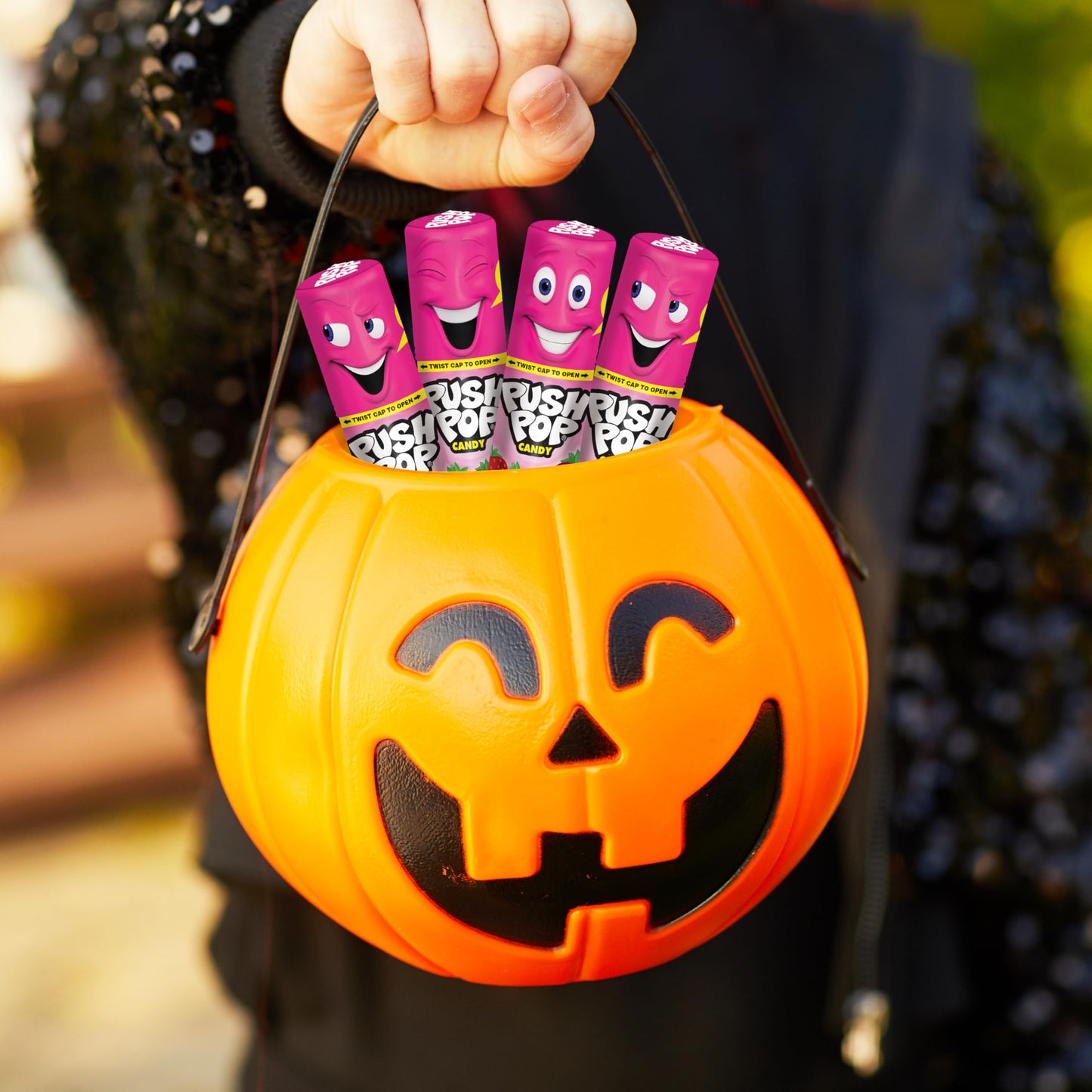 Push Pop Halloween Candy - Individually Wrapped Bulk Pink Lollipops - 10 Ct Hard Candy In Pink Strawberry Flavor, Fun Candy For