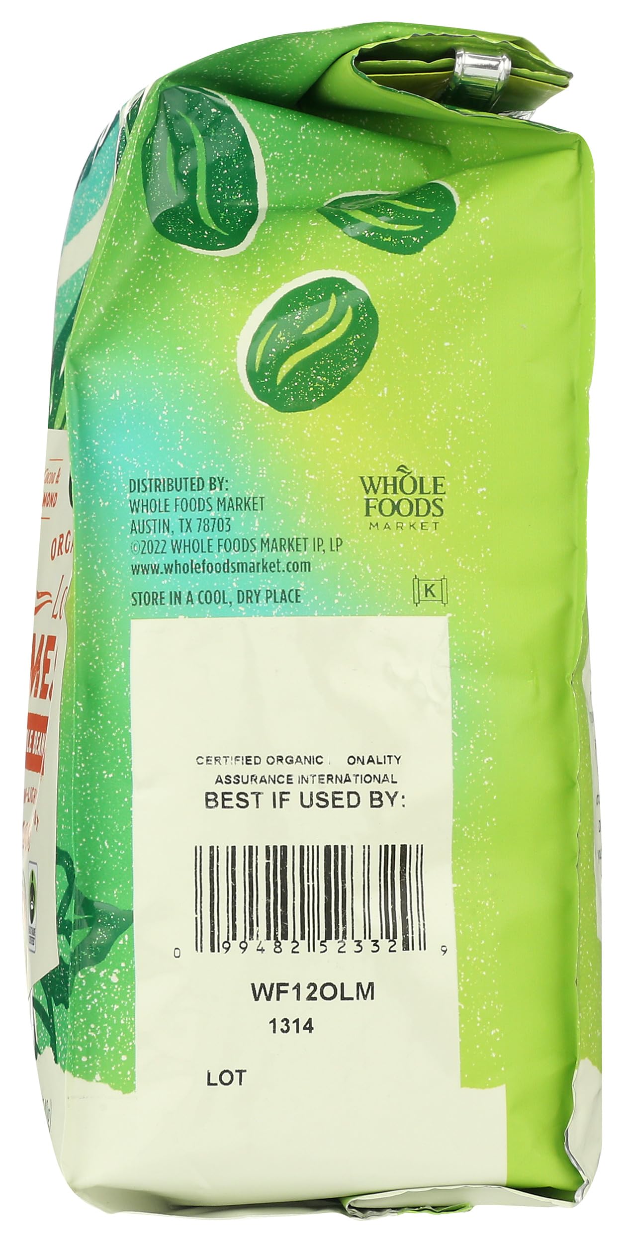 Whole Foods Market, Organic La Mesa Whole Bean Coffee, Medium-Light Roast, Cocoa, Almond, Toffee & Lemon, 12 Ounce