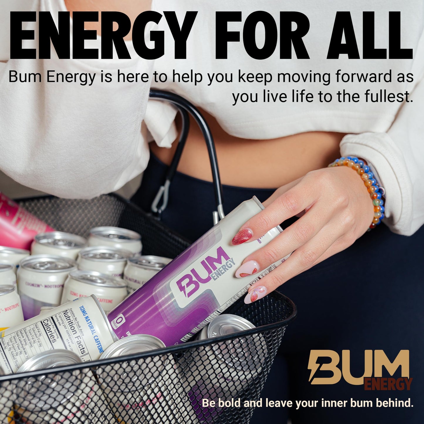 BUM Sugar-Free Energy Drink  Cream Soda - Lightly Carbonated & No Artificial Colors  Natural Caffeine & Citicoline for Energy & Focus  Brain Boost & Workout Sports Beverage - 12 oz  Pack of 12