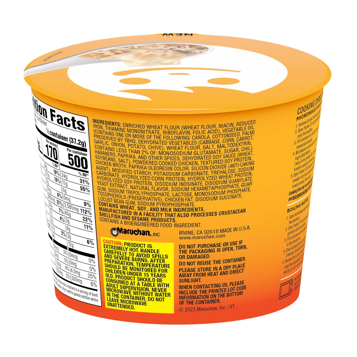 Maruchan Microwavable Wonton Bowl, Hot & Spicy Chicken, 3.93 Oz, 6 Count