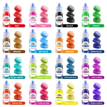 Food Coloring Cake Decorating Set - 16 Vibrant Color Food Grade Food Dye Liquid Edible Tasteless Concentrated Neon Icing Colors